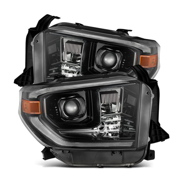LUXX-Series LED Proj Headlights Alpha-Blk w/Actv Light & Seq. Sig + DRL — 14-21 Toyota Tundra