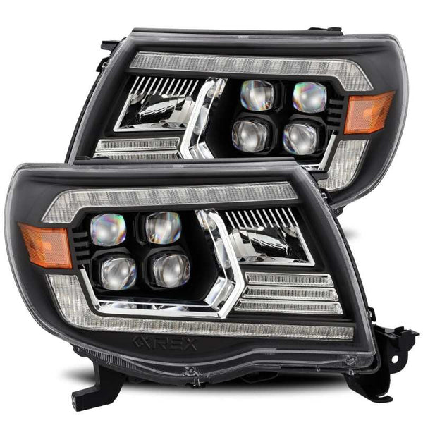 NOVA LED Projector Headlights Plank Style Black w/Activ Light/DRL — 05-11 Toyota Tacoma