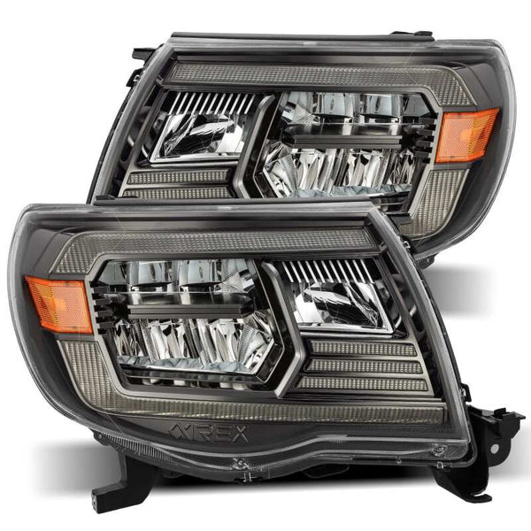 LUXX Crystal Headlights Plank Style Alpha Black w/Activation Light/DRL — 05-11 Toyota Tacoma