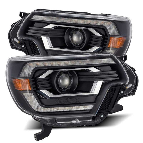 LUXX LED Projector Headlights Plank Style Black w/DRL — 12-15 Toyota Tacoma