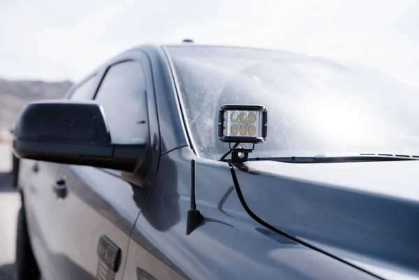 Low Profile Ditch Light Brackets Kit - Amber Led Pod - No Switch — 14-21 Toyota Tundra