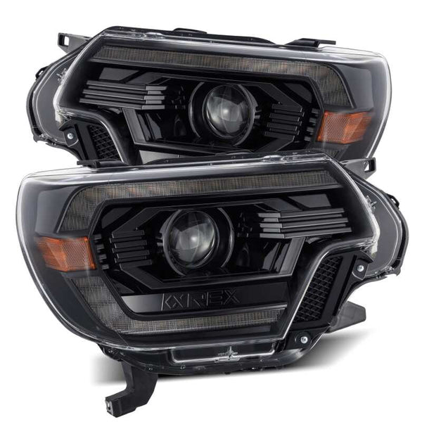 PRO-Series Projector Headlights Plank Style Alpha Black w/DRL — 12-15 Toyota Tacoma
