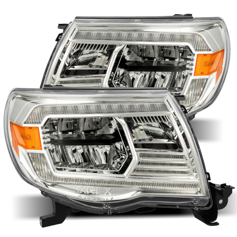 LUXX Crystal Headlights Plank Style Chrome w/Activation Light/DRL — 05-11 Toyota Tacoma