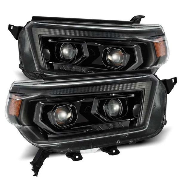 LUXX LED Proj Headlights Plank Style Alpha Black w/Seq Signal/DRL — 10-13 Toyota 4Runner