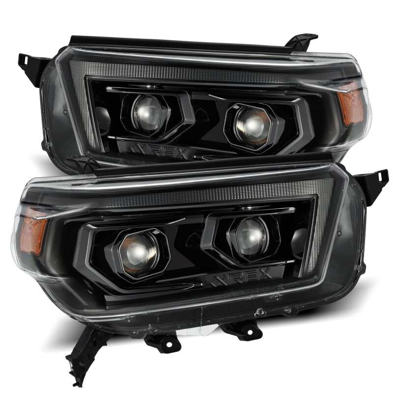 PRO-Series Proj Headlights Plank Style Alpha Blk w/Seq Signal/DRL — 10-13 Toyota 4Runner