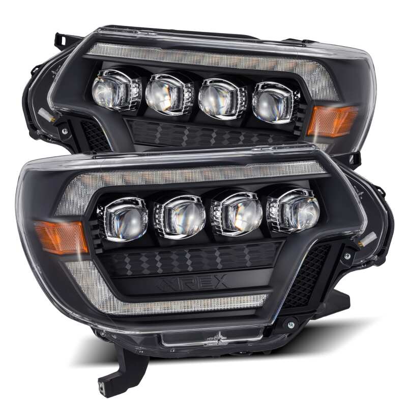 NOVA LED Proj Headlights Plank Style Black w/Activ Light/Seq Signal/DRL — 12-15 Toyota Tacoma