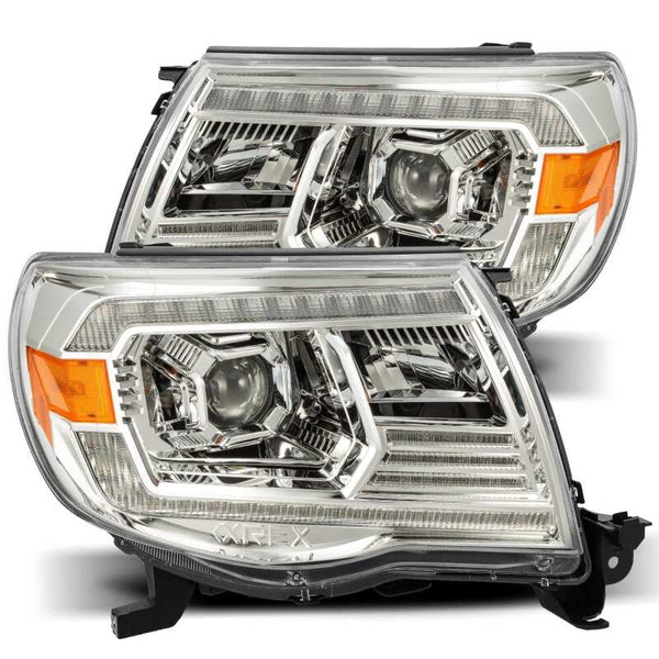 PRO-Series Projector Headlights Plank Style Design Chrome w/DRL — 05-11 Toyota Tacoma