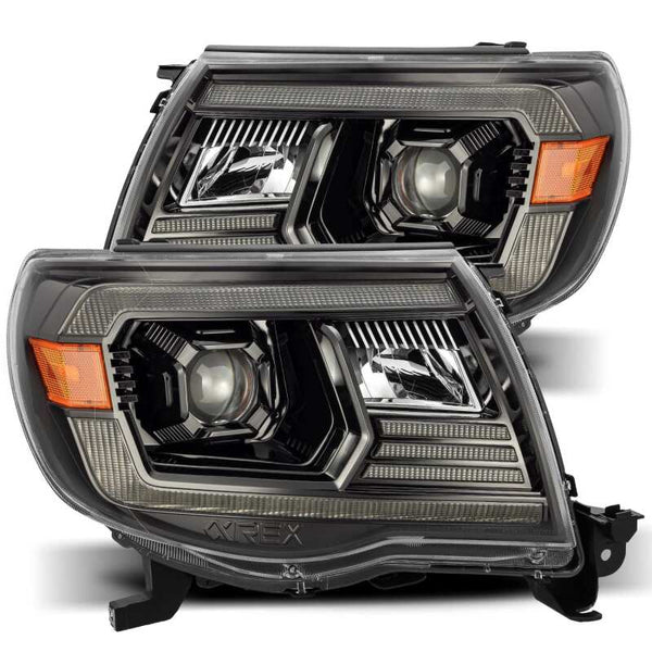 LUXX LED Projector Headlights Plank Style Alpha Black w/Activ Light/DRL — 05-11 Toyota Tacoma