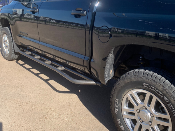 Step Edition Rock Sliders- Kick Out No Filler Plate Powder Coat — 14-21 Toyota Tundra