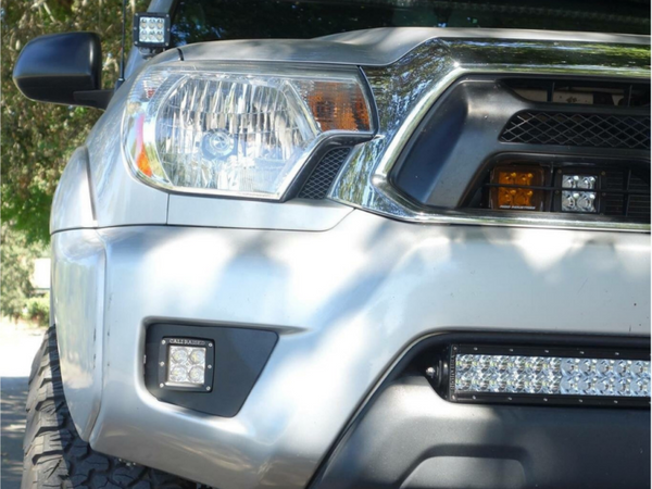 Fog Light Pod Replacements Brackets Kit - W/ 3X2 18 Amber Pods — 2012-2015 Toyota Tacoma