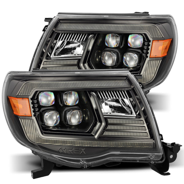NOVA LED Projector Headlights Plank Style Alpha Black w/Actv Light/DRL — 05-11 Toyota Tacoma