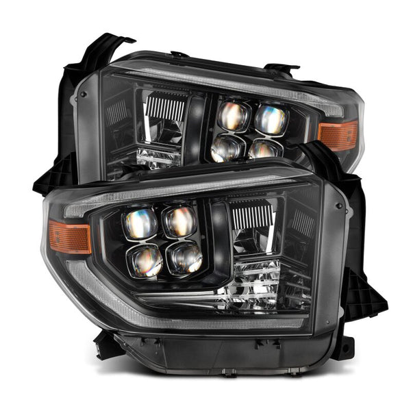 NOVA-Series LED Proj Headlights Alpha-Blk w/Actv Light & Seq. Sig + DRL — 14-21 Toyota Tundra
