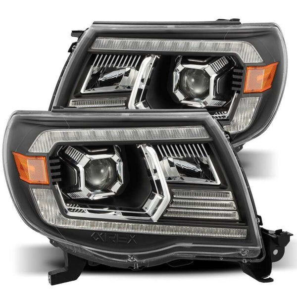PRO-Series Projector Headlights Plank Style Design Black w/DRL — 05-11 Toyota Tacoma