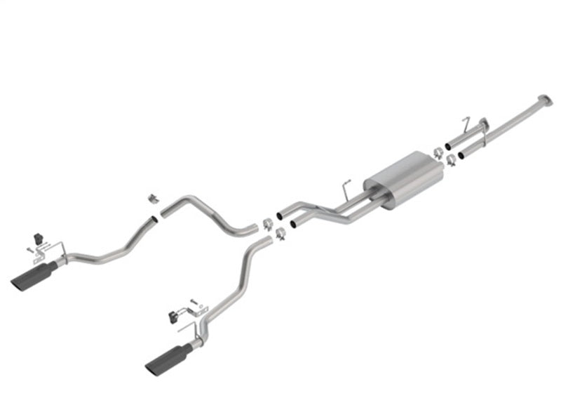 4.6L/5.7L V8 AT 2&4WD Crew Max Cat-Back Touring Exhaust - Black Chrome — 14-18 Toyota Tundra