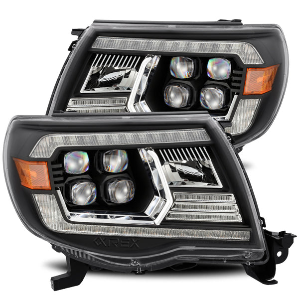 NOVA LED Projector Headlights Plank Style Black w/Activ Light/DRL — 05-11 Toyota Tacoma