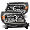 LUXX Crystal Headlights Plank Style Design Black w/Activation Light/DRL — 05-11 Toyota Tacoma