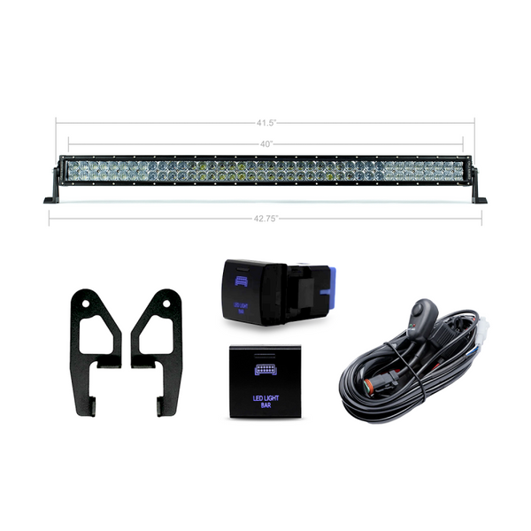 Premium Roof Rack Front Light Bar Kit - 42 In White Dual Row Combo — 2024+ Toyota Tacoma